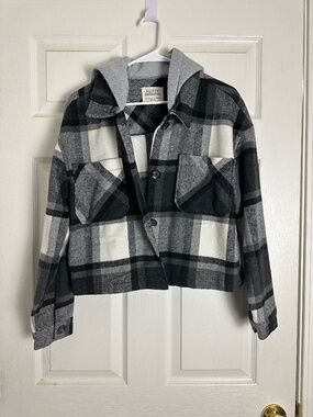 Ashley Outerwear Black Plaid Shacket Women Size M Winter Grunge Streetwear